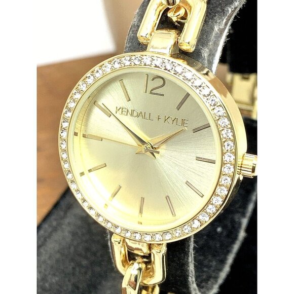 Kendall + Kylie Women's Watch Quartz Gold Stainless Steel Gemmed 30mm Set - Picture 1 of 12